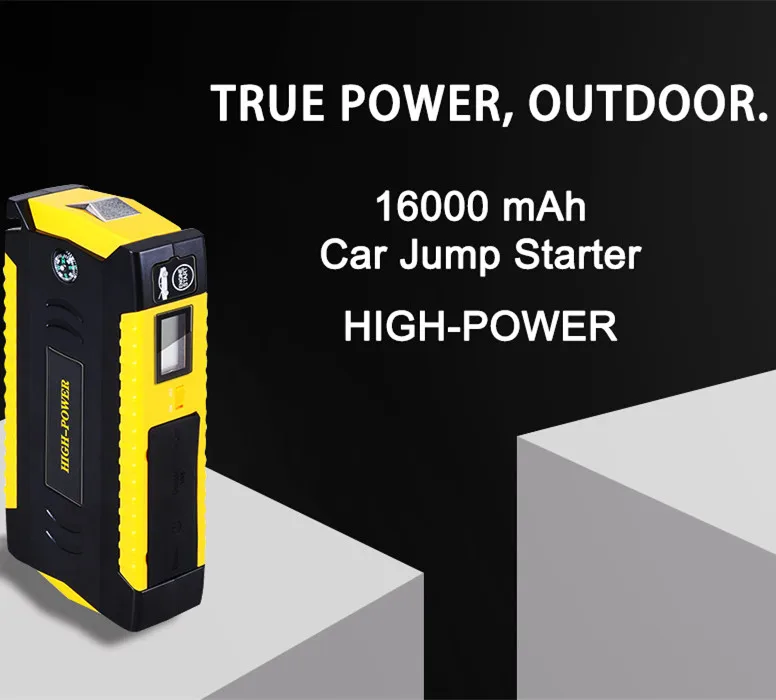 GKFLY 12V Car Battery Booster 16000mAh Car Jump Stater Starting Device Portable Power Bank Jumpstart for Petrol Diesel