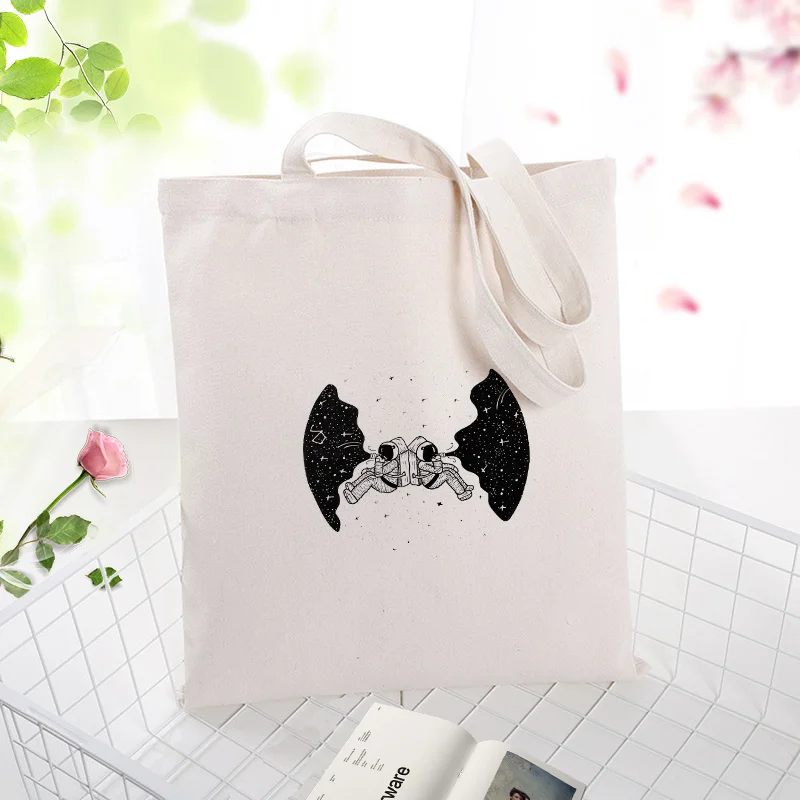 Изобразительное искусство Холщовая Сумка для ежедневного использования текст DIY пользовательский принт сумка для покупок с логотипом эко многоразовая утилизация