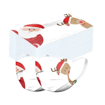 

50Pcs Children Disposable Mouth Mask Boy Girl Kids Face Mask Soft 3 Layer PLY Christmas Pattern Filter Earloop Mascarilla Masque