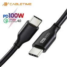 CABLETIME PD 100W USB C a tipo C, Cable 5A carga rápida 4,0 para Macbook Pro Matebook X Redmi Note 8 pro USB-C Cable C353