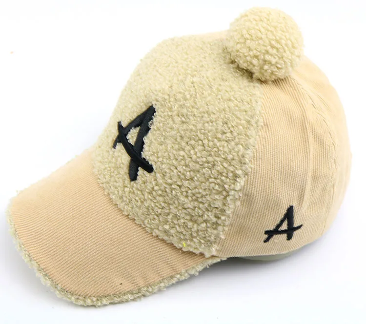 4 Baby boy girl hat ABC corduroy baseball cap autumn and winter new children's hat Korean ball pompom caps kids photography props - Цвет: 4