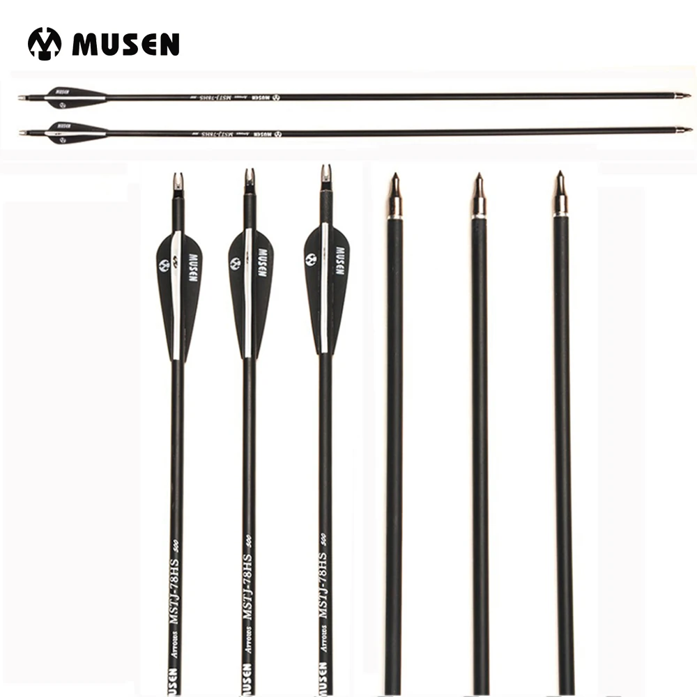Billig 6 12 24 stücke 28 30 32 Zoll Mixed Carbon Pfeil Durchmesser 7,8mm Wirbelsäule 500 für Recurve Bogen Bogenschießen Jagd Schießen