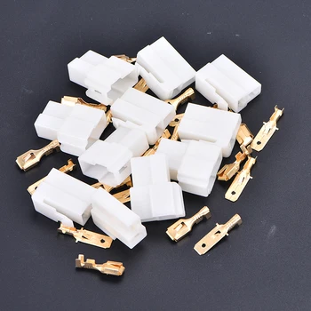 

5 Sets 6.3mm 2 Pin Automotive Electrical Wire Connector Cable Terminal Plug Kits Motorcycle Ebike Car Terminal Plug Male Female