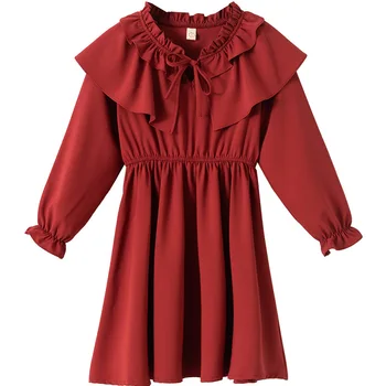 

2019 New Girls Dress Baby Autumn Dress Children Pure Cotton Dress Kids Princess Dress Red Mother and Daughter Clothes