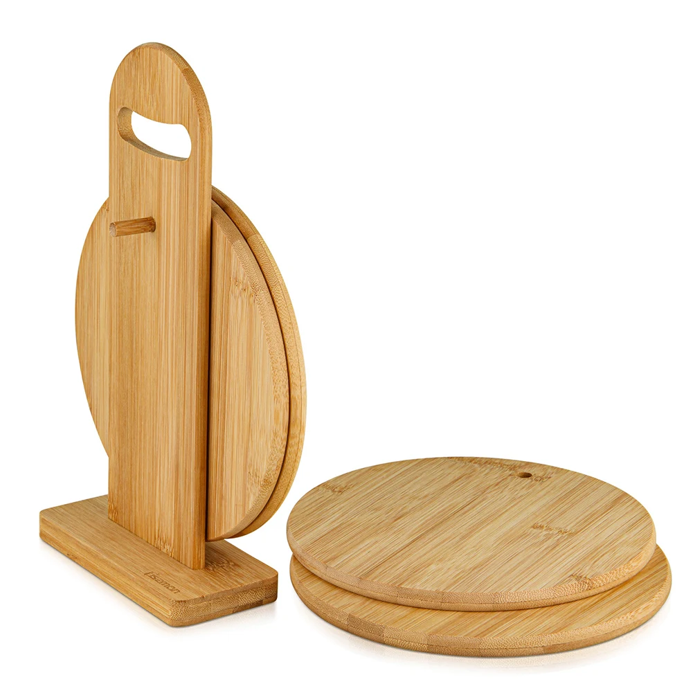 Buy Wholesale China 4pcs/6pcs Durable Bamboo Cutting Board,round Square Cutting  Board Set With Stand, Kitchen Accessory & Cheese Board at USD 1.3