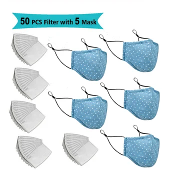 

5pc Mask 50pcs PM2.5 Filter Mascarillas Cotton Face Mask Washable And Reusable Lot Activated Carbon Filter Mask Protective Mask