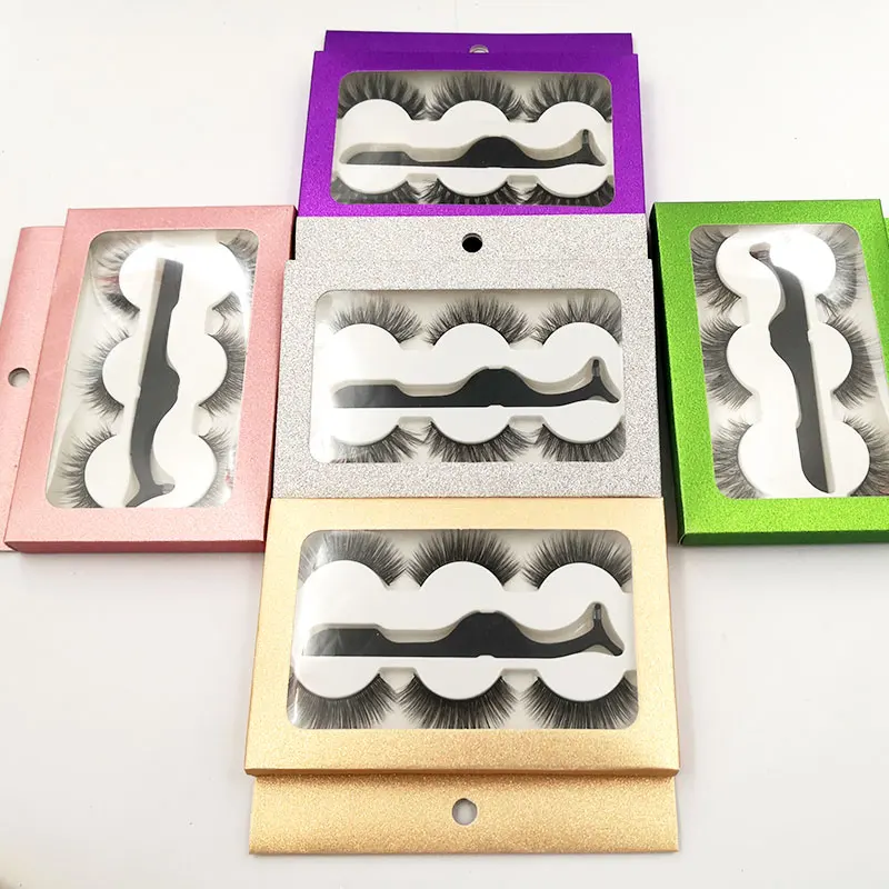iflovedekd 3 pairs/box with tweezers Thick Natural Fake lashes Long handmade False Eyelashes High Volume Lashes | Красота и здоровье