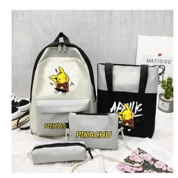 

2020 New Cute Pokemon Pikachu Backpack Children Student Book Backpack Daily Backpack Cartoon Schoolbag 4pcs/set