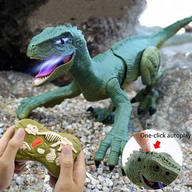 2.4G RC Dinosaur Raptor Velociraptor Toys with Glow 1200 mA Electric Robot Dinosaurs Sound Toy Walking Animals Children Toy Gift