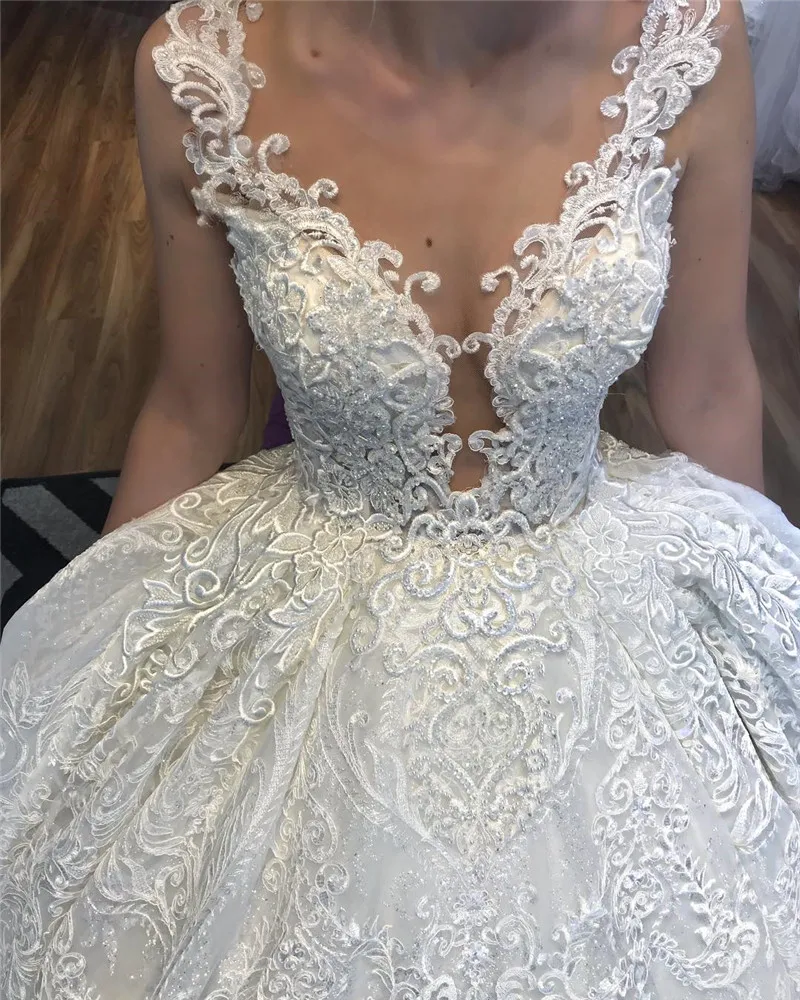 Vestido De Noiva, новинка, бальное платье, Длинные свадебные платья, кружевное, с круглым вырезом, на заказ, большие размеры, свадебные платья, Robe De Mariee