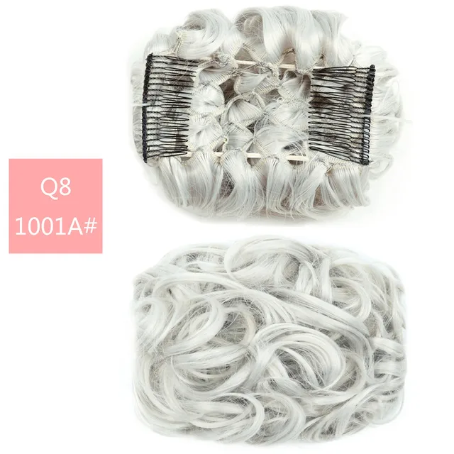 Synthetic Curly Elastic Band Chignon Plastic Comb Clips in Hair Extension Hair Bun Updo Cover Hairpieces Hair Accessories Q8 1001A