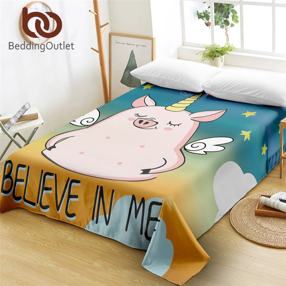 BeddingOutlet плоский лист с изображением свиньи ангела милые детские постельные