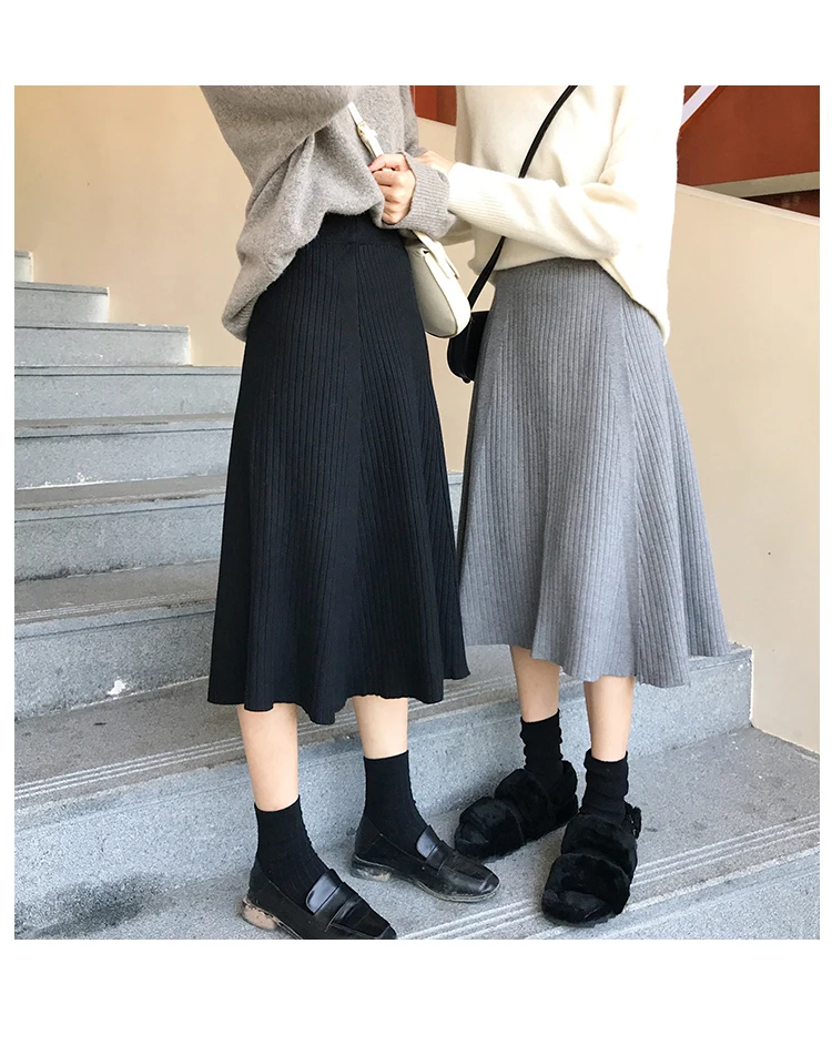 Beiyingni, винтажная, Харадзюку, толстая юбка, женская, одноцветная, плиссированная, черный, абрикосовый, повседневные, миди юбки, для женщин, s, с высокой эластичной талией, Saia