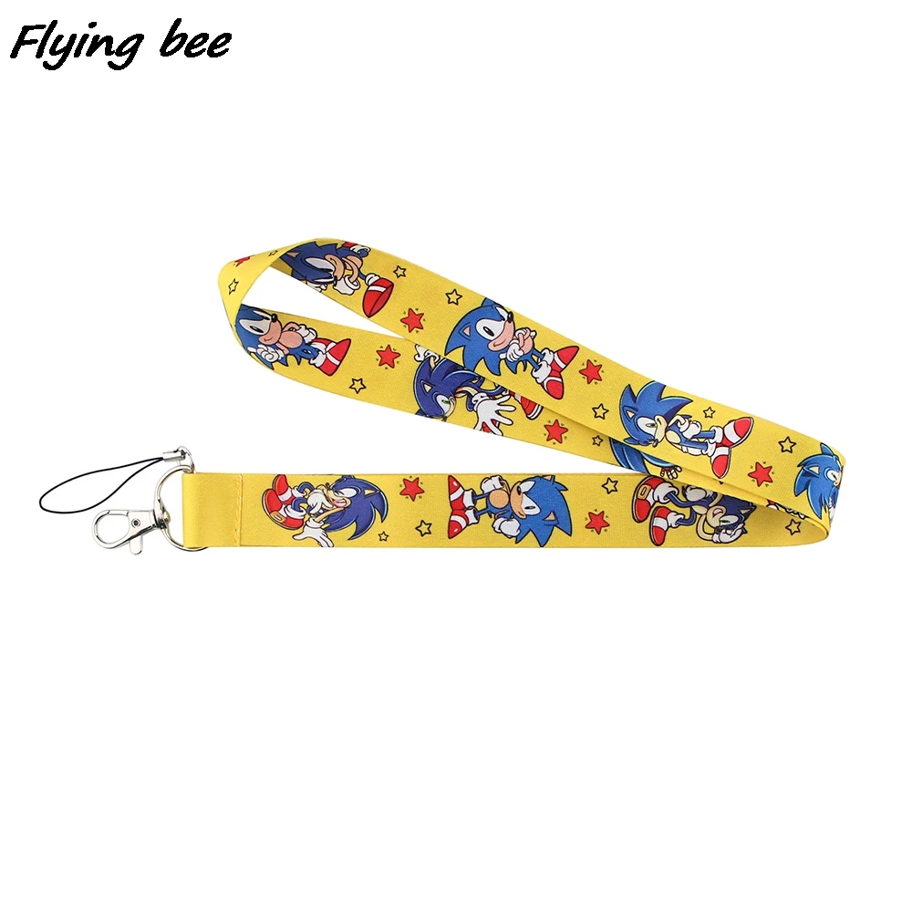 

Flyingbee Yellow Sonic Boy cartoon Lanyards Id Badge Holder Keychain ID Card Mobile Badge Holder Lanyard Key Holder X1121