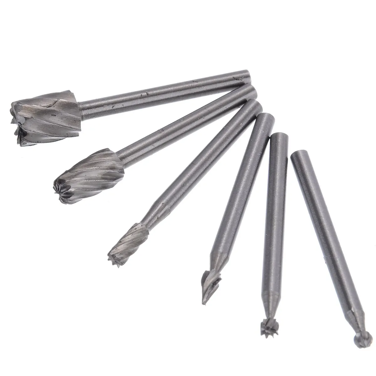 6pcs HSS Rotary Burrs Files Milling Cutter Router Bits Set Multifunctional Carving Milling Cutter Woodworking Tool