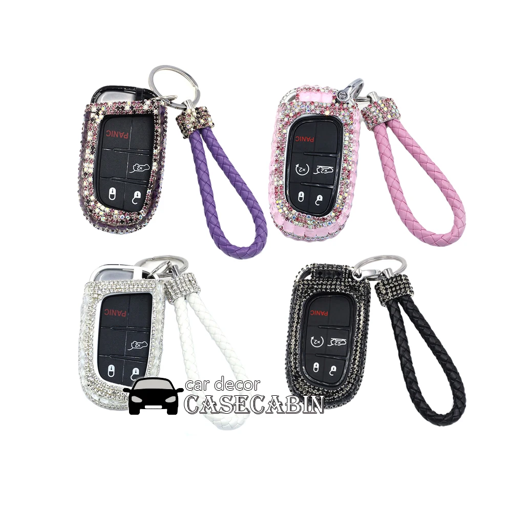 

Bling Crystal diamante diamond Fob Key Case Cover fit for Jeep Grand Cherokee Chrysler Renegade Freemont Compass Dodge R2