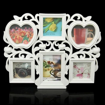 

Photo frame plastic for 6 photos 8x8 cm, 10x10 cm, 9x13 cm "Apple tree" white 29x36 cm