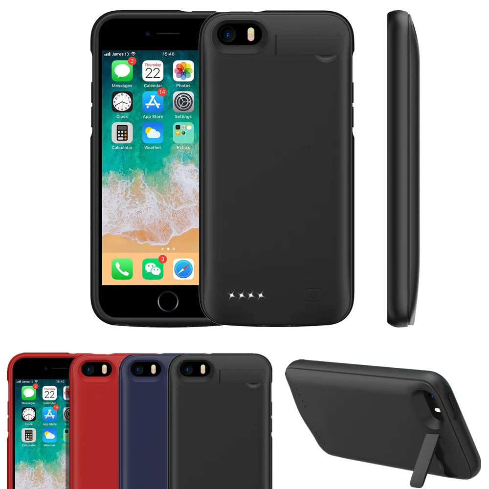 

For iPhone 5 5S SE 5SE SE Battery Charger Case 4500mAh External Backup Charger Power Bank Battery Case with Hidden Kickstand