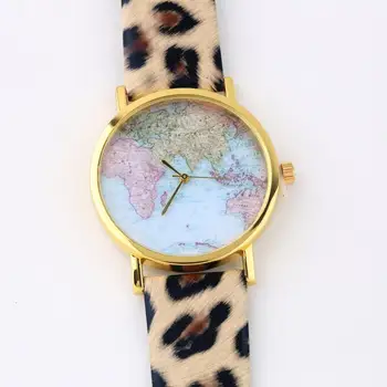 

Fashion Women Female Girl Watch Synthetic Leather Alloy World Map Globe Analog Quartz Retro Wrist Watches 4 Styles relogio Hot