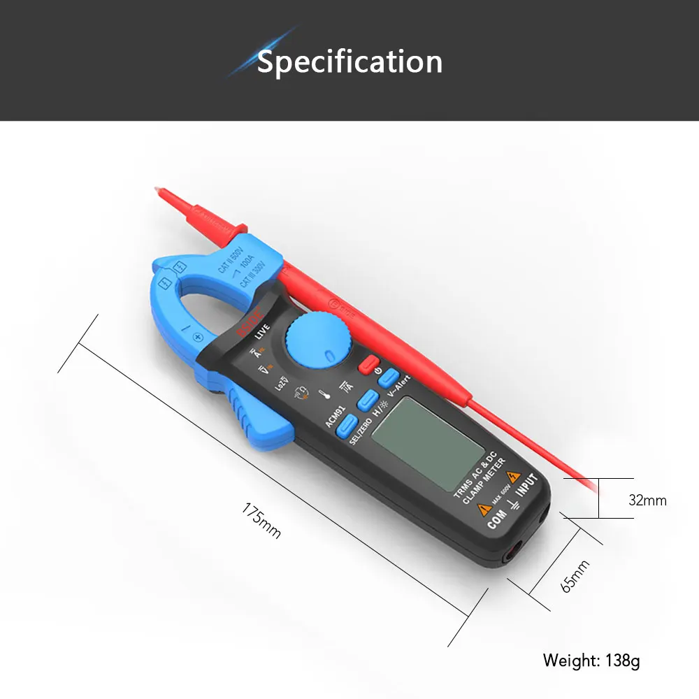 BSIDE ACM91 Цифровой мультиметр автоматический диапазон тока Амперметр AC DC вольтметр тестер клещи портативный измеритель домашний тестер