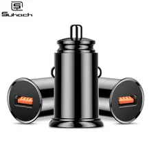 Suhach мини USB Автомобильное зарядное устройство Quick Charge 3,0 одно USB Автомобильное зарядное устройство для iPhone samsung Xiaomi быстрое зарядное устройство адаптер для мобильного телефона