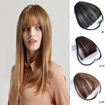 

DIANQI fibra de alta temperatura do cabelo sintético puro frente falsa franja fina blunt clip em franja peça para as mulheres