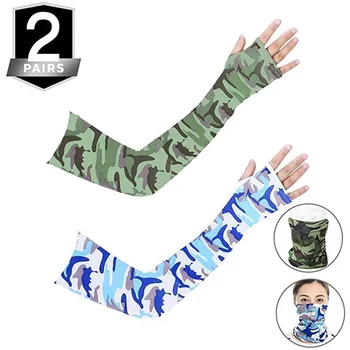 

Arm Sleeves With Mask Summer Sun Uv Protection Ice Cool Cycling Running Fishing Climbing Driving Arm Cover Warmers Men Women #z