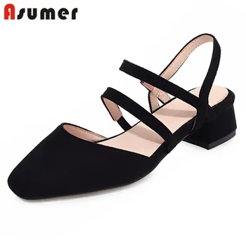 

ASUMER 2020 new arrive casual party shoes women sandals flock leopard square toe low heel summer shoes ladies big size 48