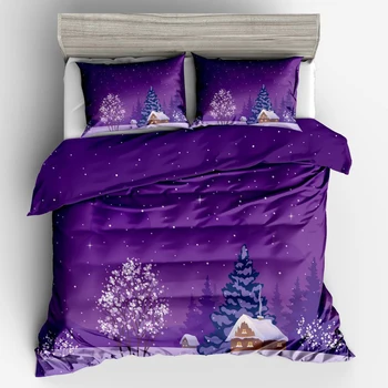 

Lychee Winter Snow 3D Printing Bedding Set Fashion Pillowcase Duvet Cover Sets 3pcs Home Textile Family Bed Linings