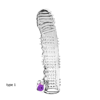 Sex Toy Vibrator Condom Reusable Crystal Condom Penis Extender Sleeve Delay Ejaculation Prostate Massager Intimate Goods 2