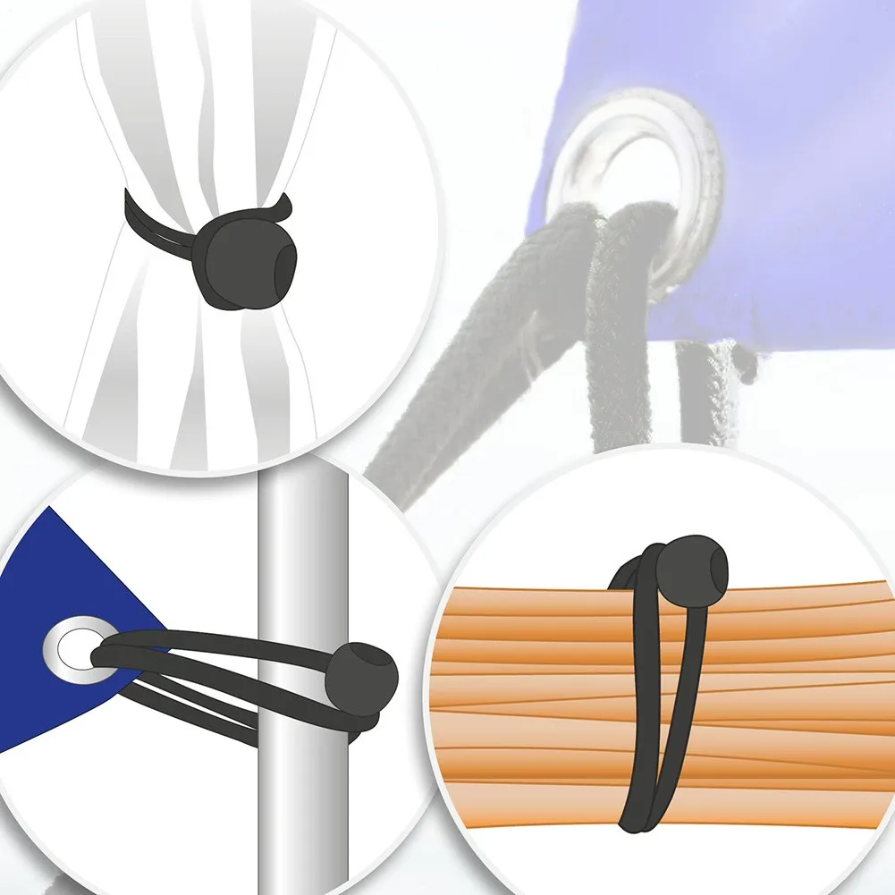 25 Pcs Car Tarpaulin Tensioner Bouncy Rope With Ball Tension Posters Tent Tensioning Belts 20cm Black Interior Accessories