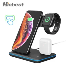 15 Вт 3 в 1 Беспроводное зарядное устройство для iPhone Watch Airpods индукционное зарядное устройство 3в1 Для iPhone X XR 8 Plus Apple Watch 4 3 2 1