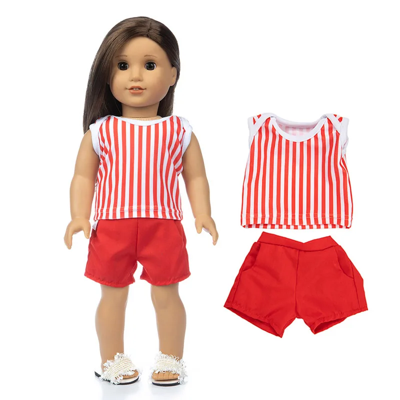 2023 New Red striped suit Fit for American Girl Doll Clothes 18-inch Doll , Christmas Girl Gift(only sell clothes)