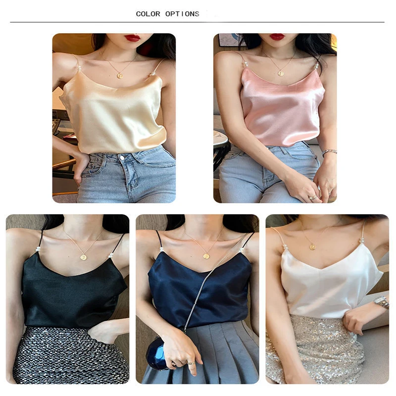 2021 Women's Wear Beige Women's Tube Top Satin Top V-Neck Aesthetic Clothing Trendy Camisole Bohemian Vest Open Back T-shirt cheap bras