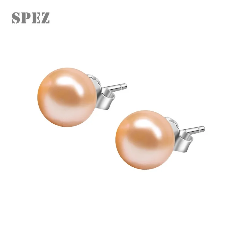 

SPEZ Wholesale Original 925 Sterling Silver Earrings AAAA Natural Freshwater Pearl Stud Earrings For Women Jewelry Gift