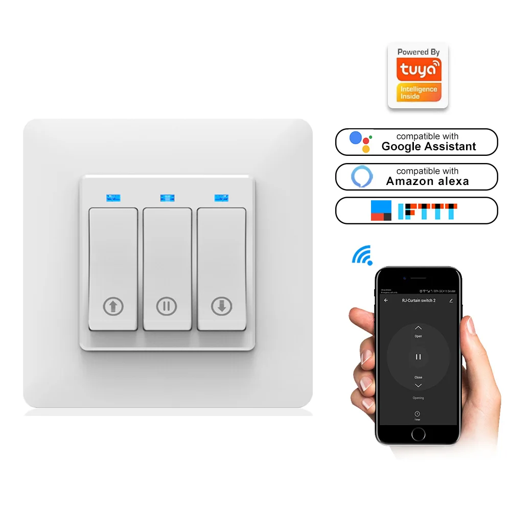 

WIFI connection Smart Switch Phone APP Remote Controlling Mechanical button Smart Curtain Controller Indicator Light EU PLUG