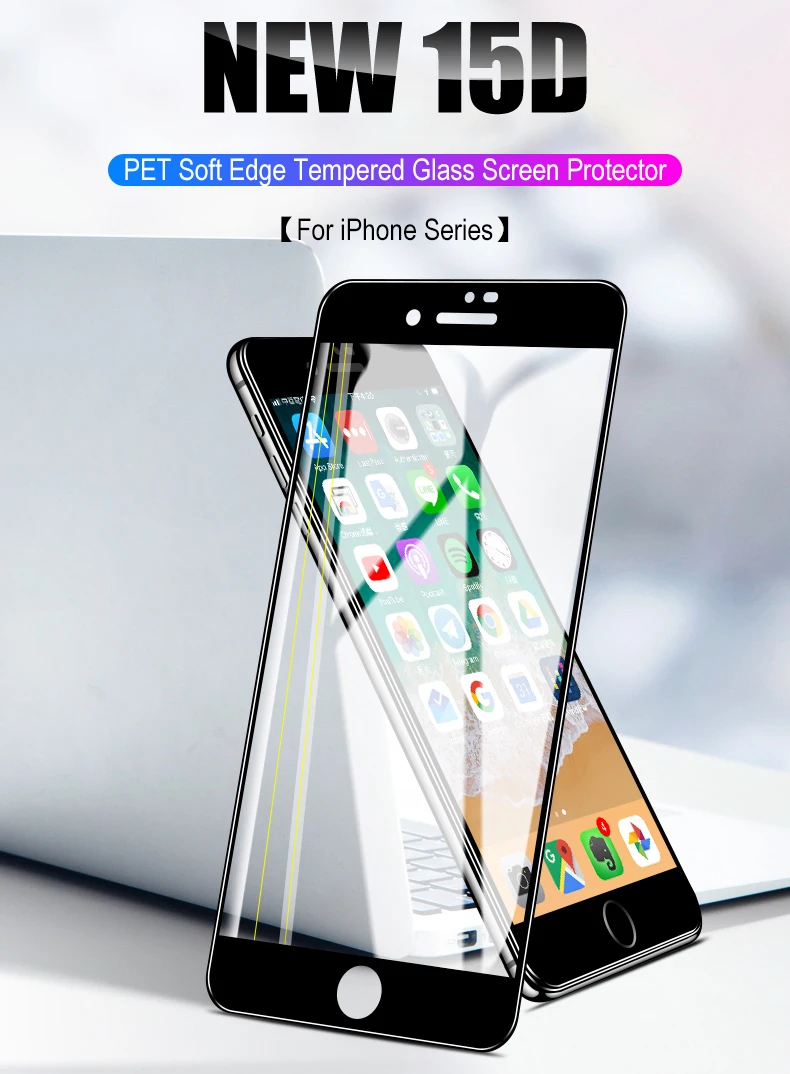 15D изогнутый полное покрытие из закаленного стекла на iPhone X XR XS Max протектор экрана для iPhone 8 7 6 6s Plus защитная пленка