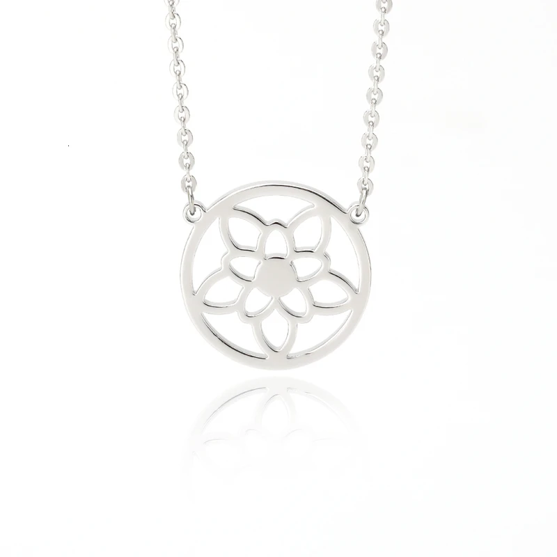 Vintage-flower-Necklaces-Women-Geometric-Necklaces-Round-Necklace-Circle-Pendant-Choker-Jewelry-Stainless-Steel-Necklace (2)