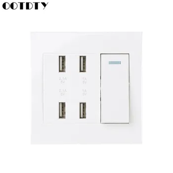 

220V 10A Wall Switch Socket 4 Port USB Charger Power Outlet Adapter Panel