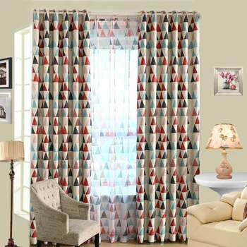 

Geometric Triangle Print Kitchen Curtains Living Room Bedroom Curtains Decoration Modern Blackout Curtains