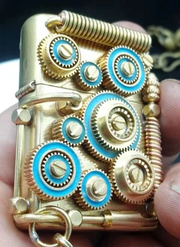 

CHH hanamade brass steampunk with luminous lighter 9 gear linkage
