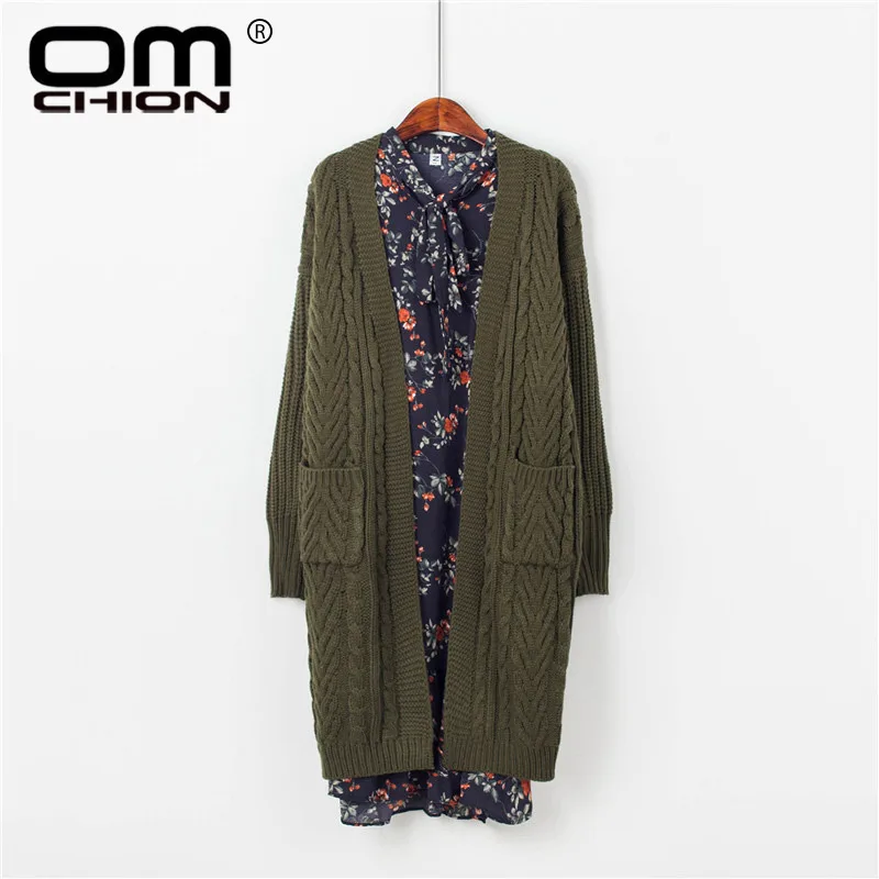 

OMCHION Casaco Feminino 2019 Autumn Winter Pockets Knit Cardigan Women Casual Korean Thick Twist Sweater Coat Retro Jacket LP159
