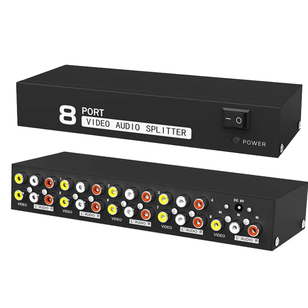 8 полосный композитный распределитель RCA AV 1X8 видео и аудио 1 в Выход для STB DVD