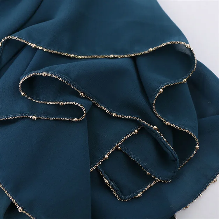 Wholesale Muslim Women Hijab Scarf Shiny Crystal side Girls scarves Solid Chiffon Shawl for lady