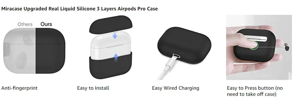 Чехол для Airpods Pro Чехол настоящий жидкий силиконовый чехол для Air Pods Pro зарядный чехол светодиодный Видимый мягкий приятный для кожи силиконовый чехол