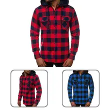 

Men Shirt Contrast Colors Skin-friendly Pockets Detachable Hat Pockets Men Top Autumn Shirt for Daily Wear
