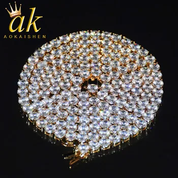 

Tennis Chain Necklace 4mm 5mm 6mm Gold Color Copper Material Hip Hop Jewelry