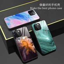 

For IPhone 13ProMax 12Pro 12MINI 11ProMax SE2020 XR XS Max X 8 7 Plus Phone Case Gradient Marble Tempered Glass Protective Cover