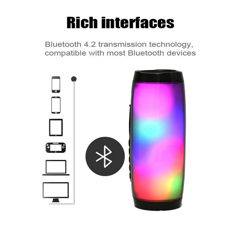 Беспроводной портативный Bluetooth динамик LED Boom Box наружная басовая Колонка сабвуфер