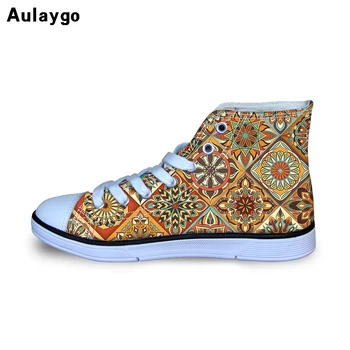 

Aulaygo Girls Sport Running Shoes Outdoor Ethnic Tribal Style Kids High-Top Canvas Casual Children Sneaker Walking Footwear Buty